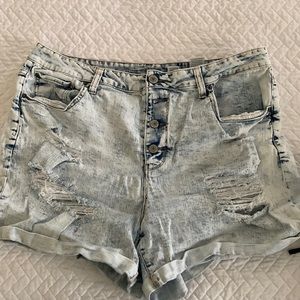 Distressed light blue Jean shorts